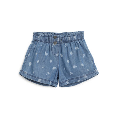 Girls Medium Blue Printed Shorts